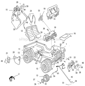 Page A Diagram and Parts List for T8396  Power Wheels Ride-On Cars